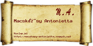Macskásy Antonietta névjegykártya